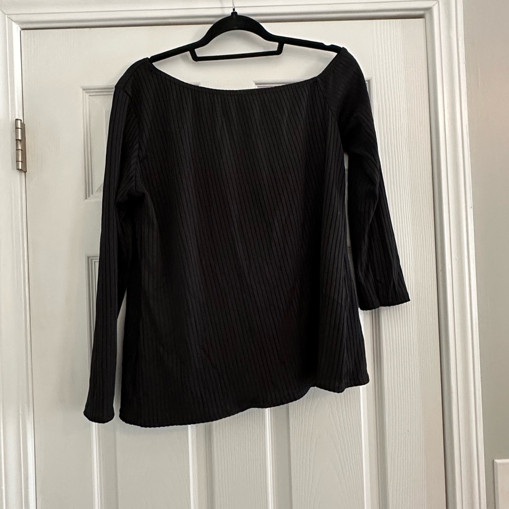 Black off shoulder ribbed top